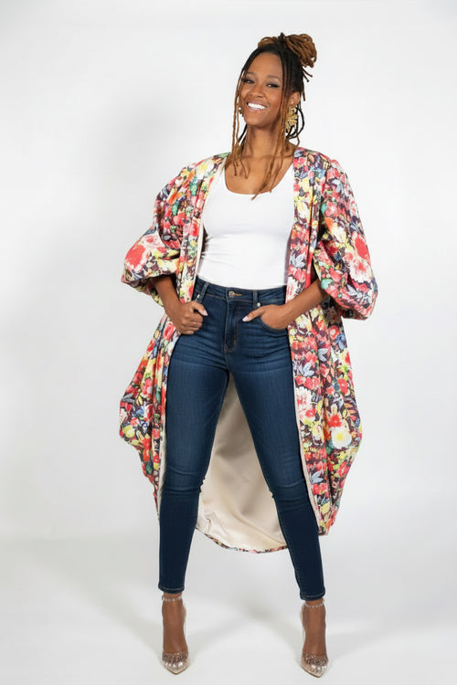 Floral Sleeved Fly Jacket