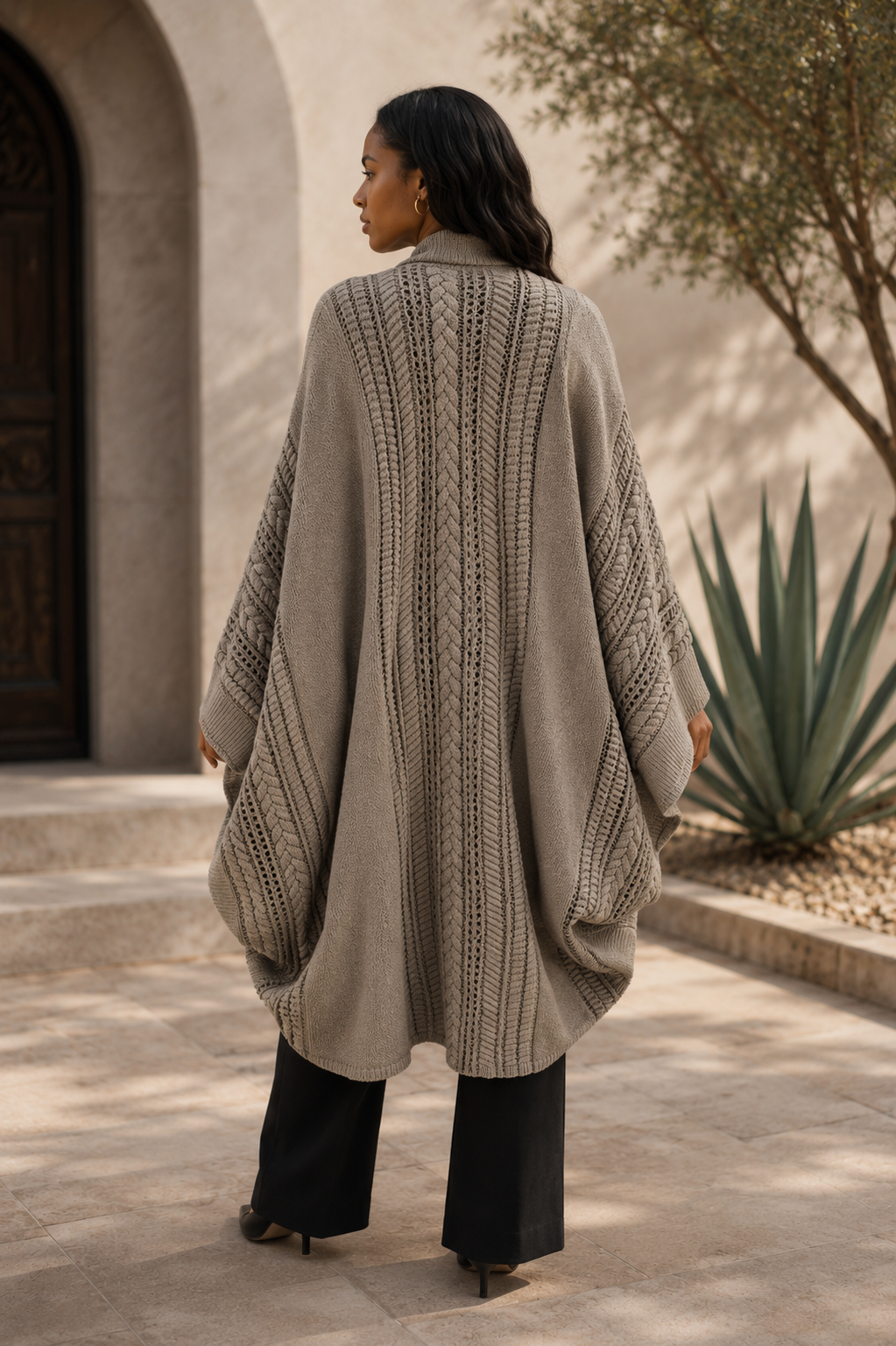 Long Sweater Knit Fly Jacket