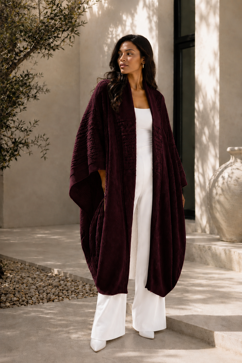 Long Sweater Knit Fly Jacket